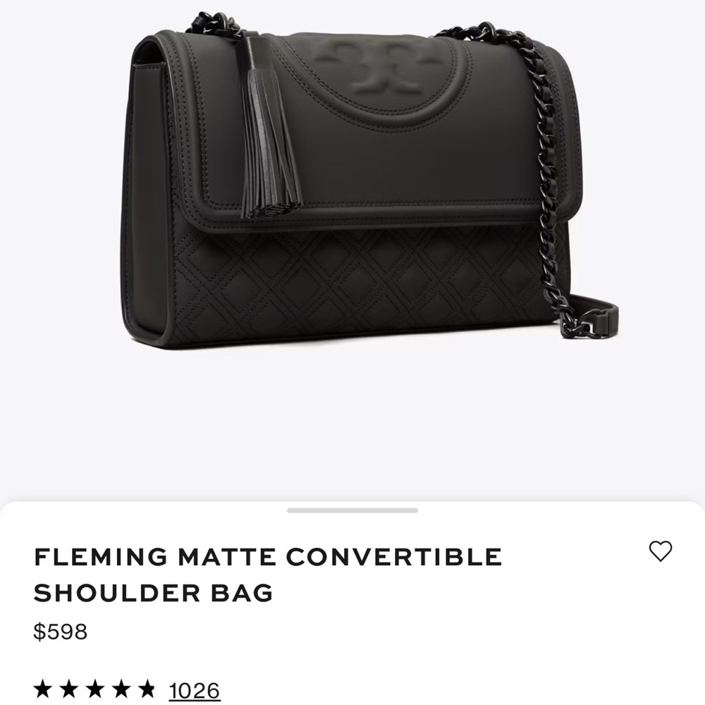 Tory Burch Matte Black Shoulder Bag